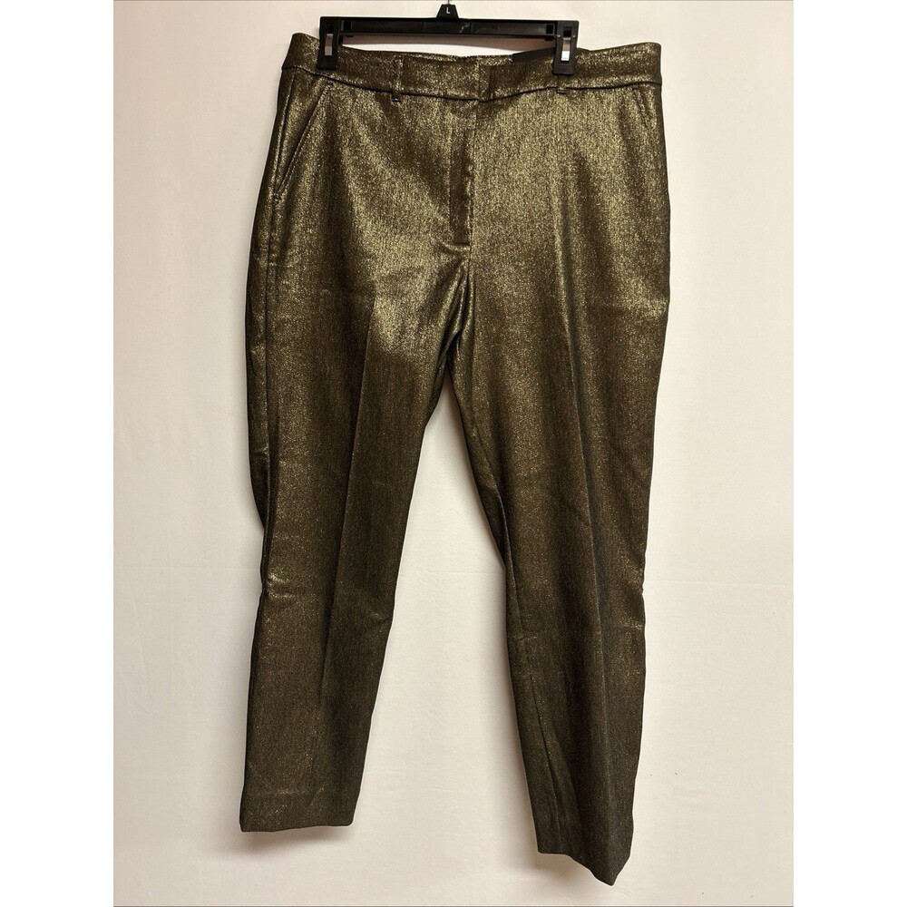White House Black Market Womens SZ 14 Slim Ankle Shimmering Gold Dress Pants NWT